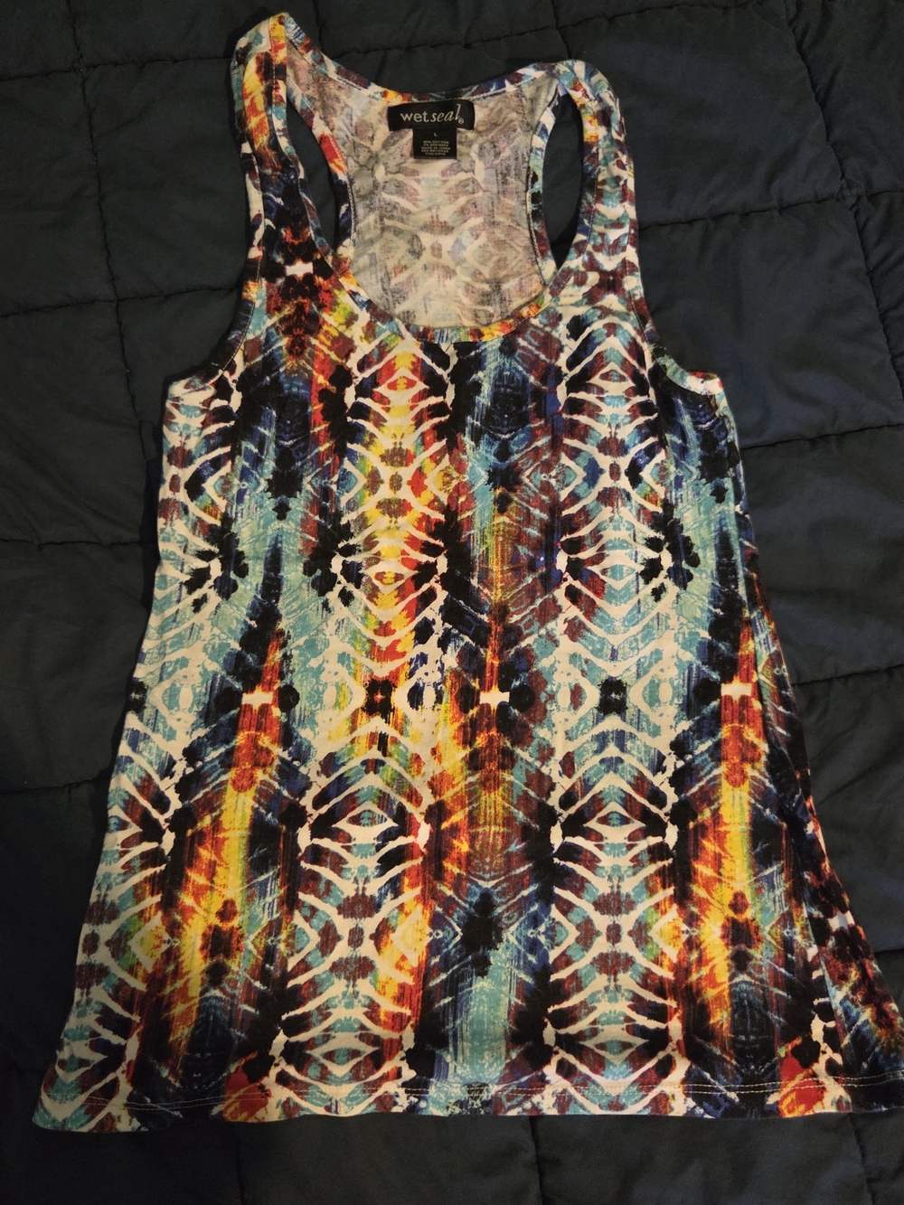 Wet Seal Multicolor Patterned Racerback Tank Top